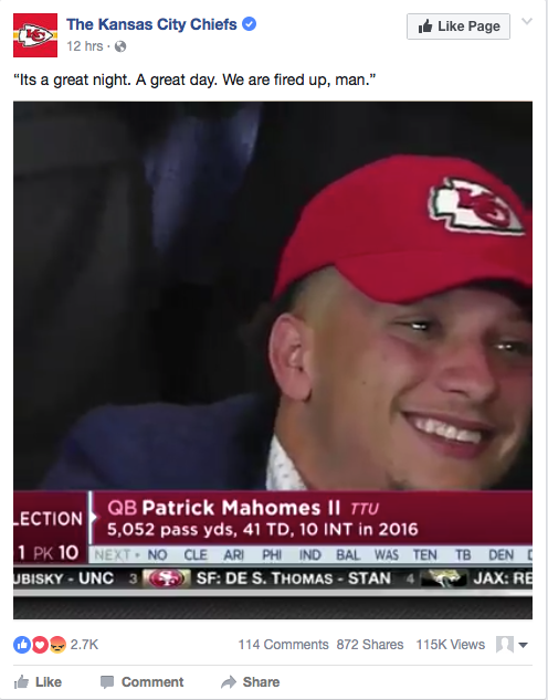 NFL Draft Day Patrick Mahomes